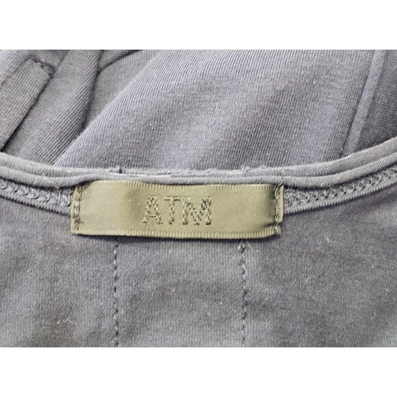 ATM M Pima Cotton Jersey Knit V-Neck Tank Shift Dress Pockets Black Stretch EUC - Picture 5 of 9